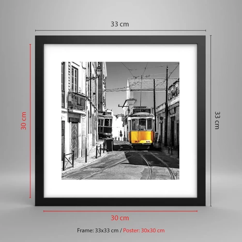 Póster en marco negro - Espíritu de Lisboa - 30x30 cm