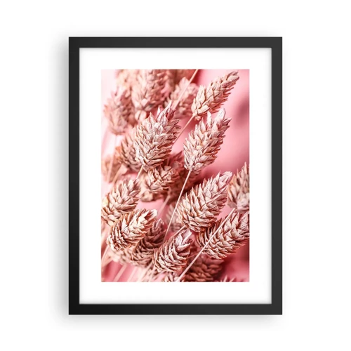 Póster en marco negro - Estructura floral en rosa - 30x40 cm