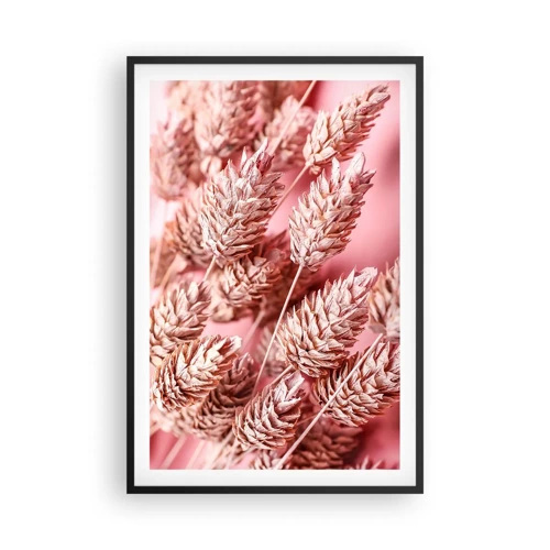 Póster en marco negro - Estructura floral en rosa - 61x91 cm