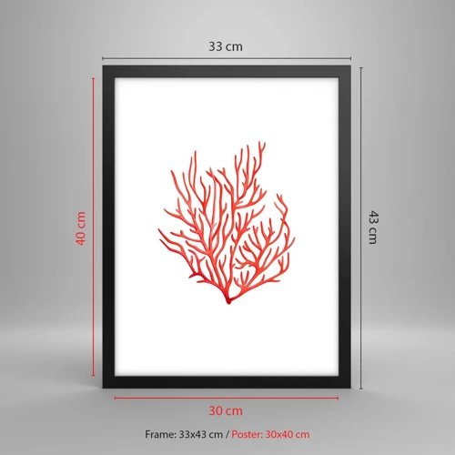 Póster en marco negro - Filigrana de coral - 30x40 cm
