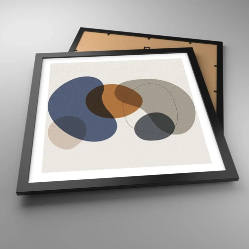 Póster en marco negro - Gotas de color - 40x40 cm