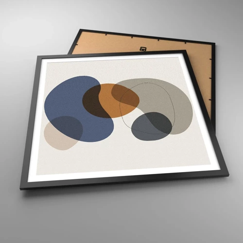 Póster en marco negro - Gotas de color - 60x60 cm