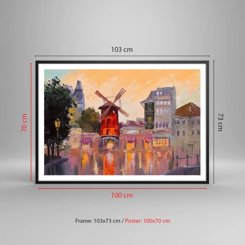Póster en marco negro - Iconos parisinos - Moulin Rouge - 100x70 cm