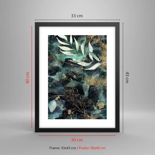 Póster en marco negro - Jardín encantado - 30x40 cm