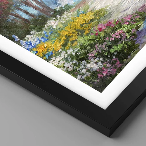 Póster en marco negro - Jardín forestal, bosque floral - 91x61 cm