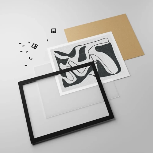 Póster en marco negro - Juego abstracto en un laberinto - 100x70 cm