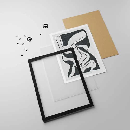 Póster en marco negro - Juego abstracto en un laberinto - 70x100 cm