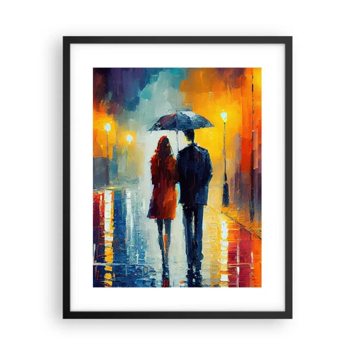 Póster en marco negro - Juntos en una noche llena de color - 40x50 cm