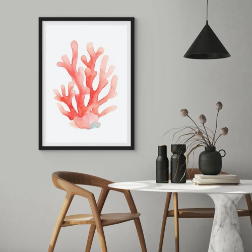 Póster en marco negro - La hermosura del color coral - 30x40 cm