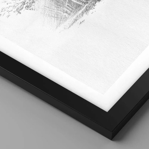 Póster en marco negro - La luz de un bosque de abedules - 100x70 cm