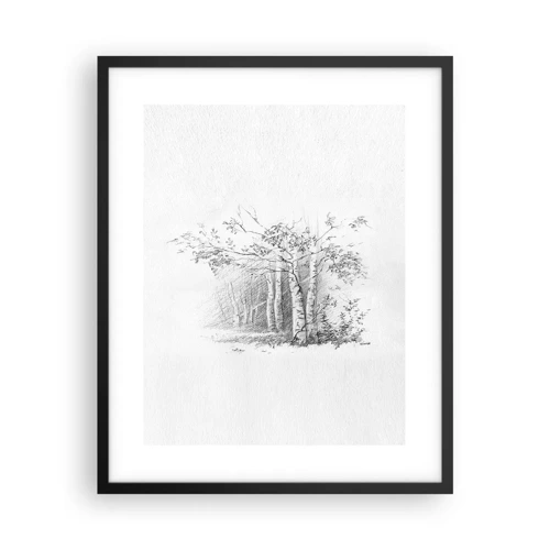 Póster en marco negro - La luz de un bosque de abedules - 40x50 cm