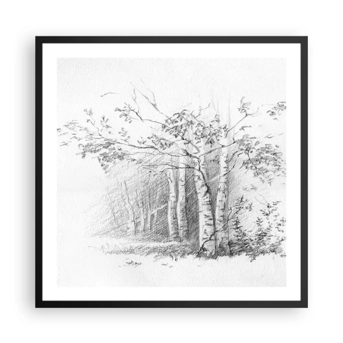Póster en marco negro - La luz de un bosque de abedules - 60x60 cm