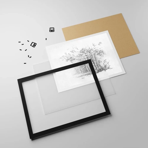 Póster en marco negro - La luz de un bosque de abedules - 91x61 cm