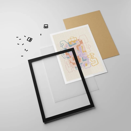 Póster en marco negro - Laberinto - una alegre aventura - 50x70 cm