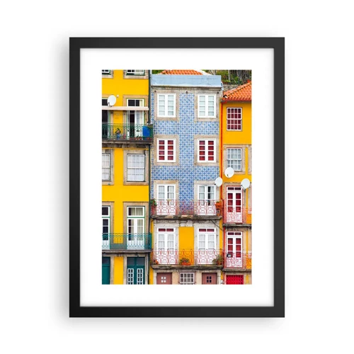 Póster en marco negro - Los colores de la ciudad vieja - 30x40 cm