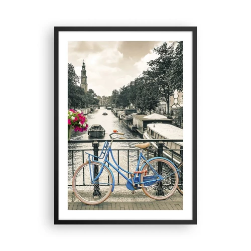 Póster en marco negro - Los colores de una calle de Ámsterdam - 50x70 cm