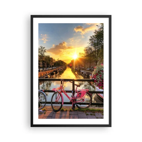 Póster en marco negro - Mañana de primavera en Ámsterdam - 50x70 cm