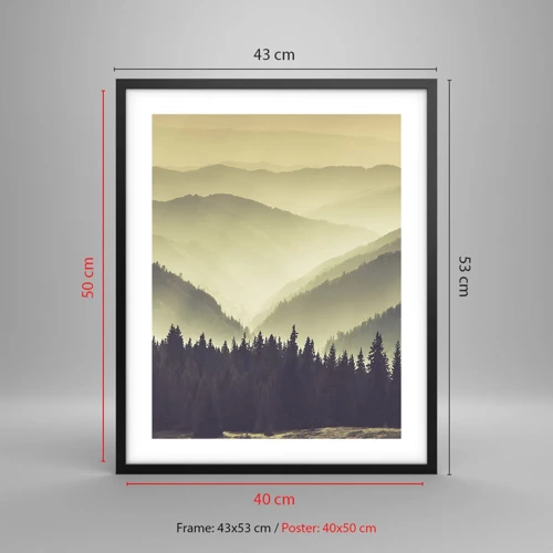 Póster en marco negro - Más allá de las siete montañas... - 40x50 cm