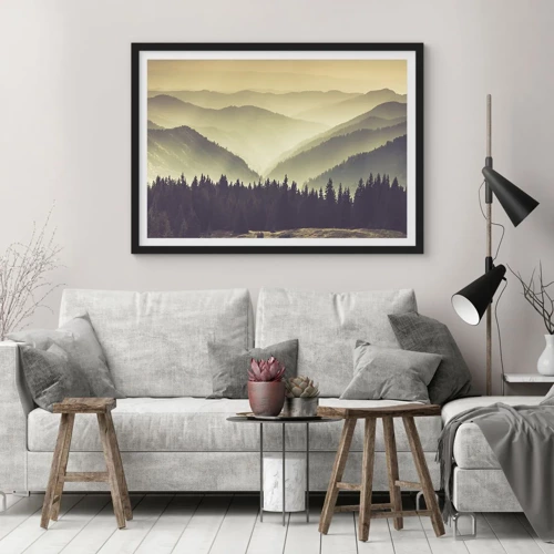 Póster en marco negro - Más allá de las siete montañas... - 70x50 cm