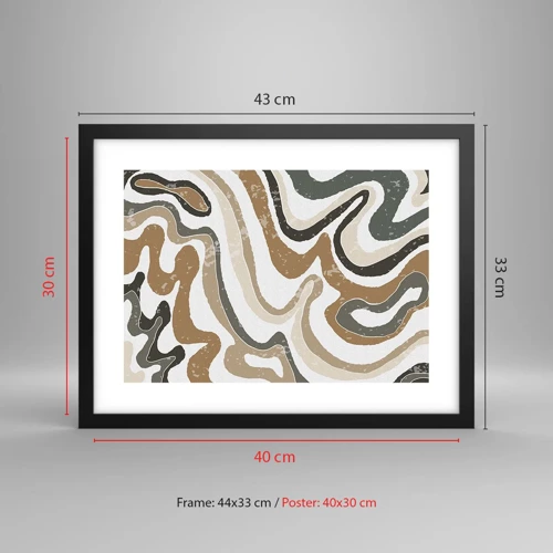 Póster en marco negro - Meandros de colores terrosos - 40x30 cm
