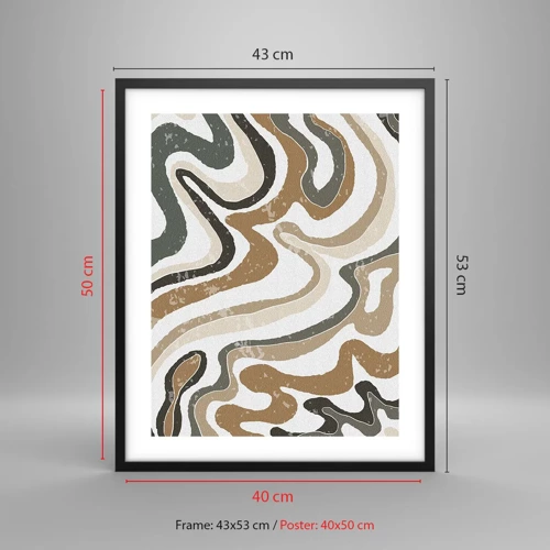 Póster en marco negro - Meandros de colores terrosos - 40x50 cm