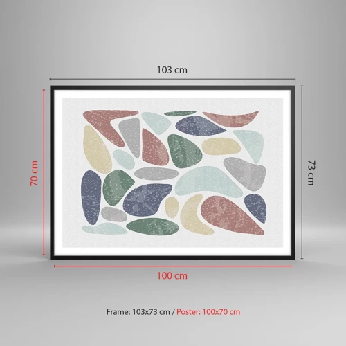 Póster en marco negro - Mosaico de colores empolvados - 100x70 cm