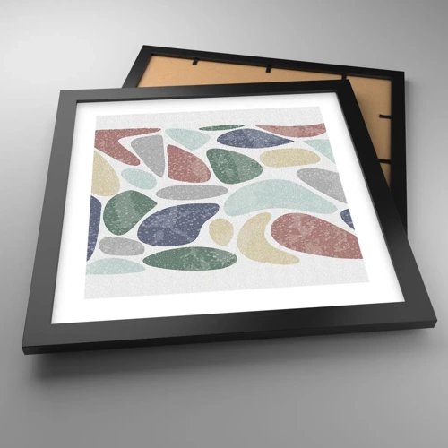 Póster en marco negro - Mosaico de colores empolvados - 30x30 cm