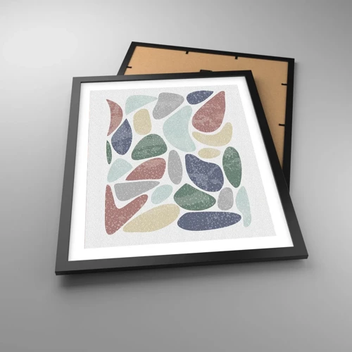 Póster en marco negro - Mosaico de colores empolvados - 40x50 cm