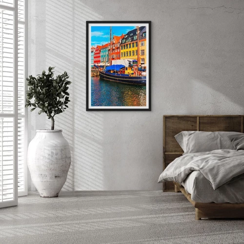 Póster en marco negro - Muelle alegre - 50x70 cm