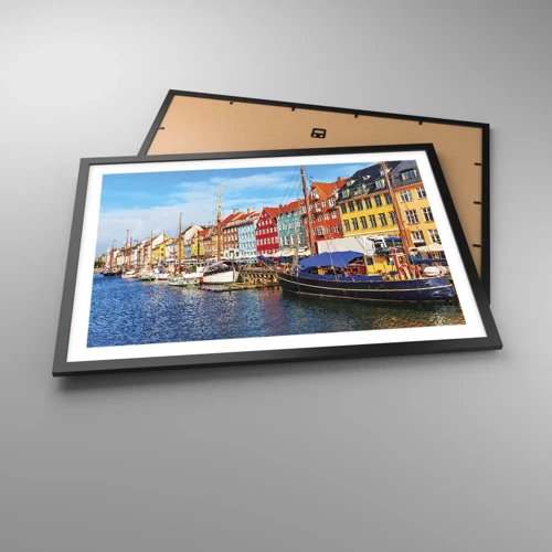 Póster en marco negro - Muelle alegre - 70x50 cm