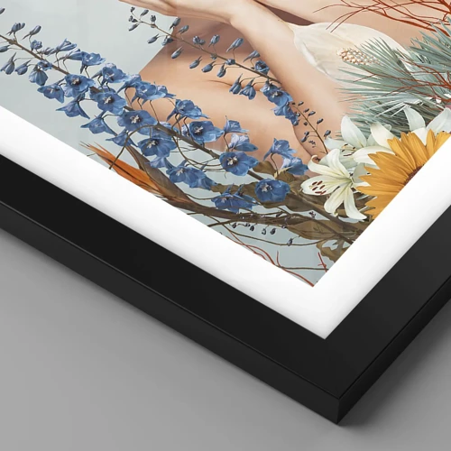Póster en marco negro - Mujer-flor - 91x61 cm