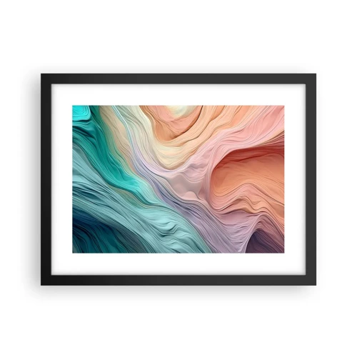 Póster en marco negro - Ola arco iris - 40x30 cm