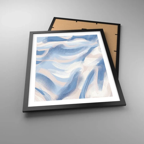 Póster en marco negro - Ondas azules - 40x50 cm