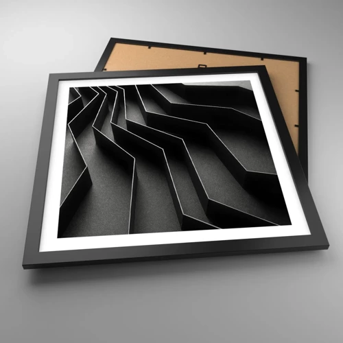 Póster en marco negro - Orden espacial - 40x40 cm
