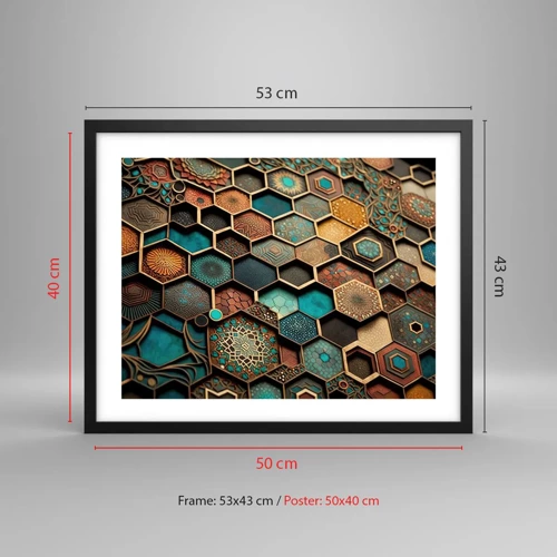 Póster en marco negro - Ornamentos árabes - 50x40 cm