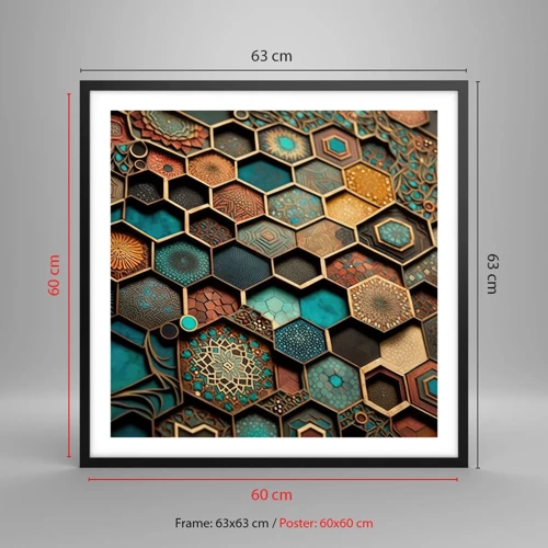 Póster en marco negro - Ornamentos árabes - 60x60 cm