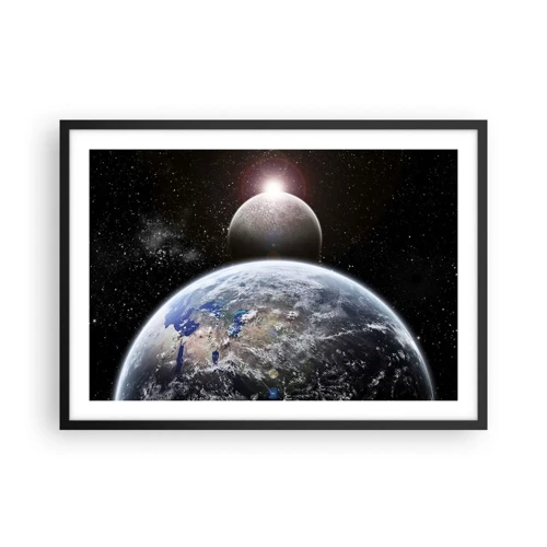 Póster en marco negro - Paisaje cósmico - amanecer - 70x50 cm