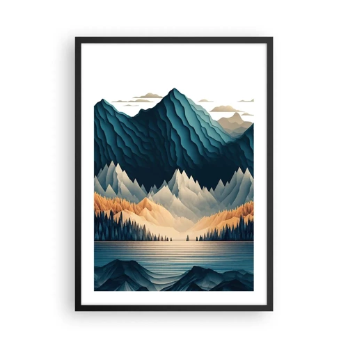 Póster en marco negro - Paisaje perfecto de montañas - 50x70 cm