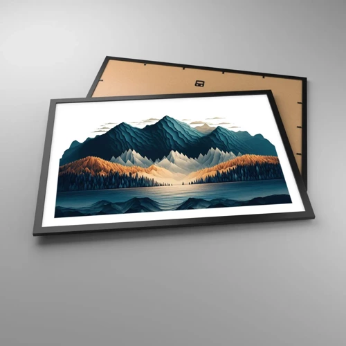 Póster en marco negro - Paisaje perfecto de montañas - 70x50 cm