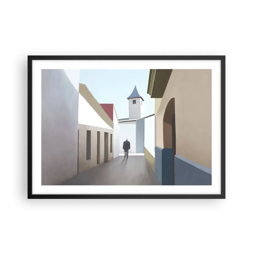 Póster en marco negro - Paseo soleado - 70x50 cm