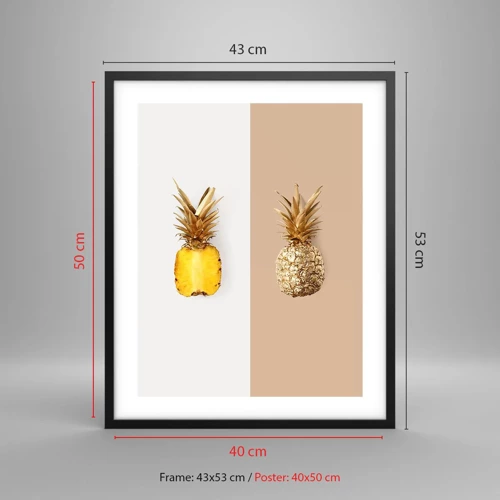 Póster en marco negro - Piña y media - 40x50 cm