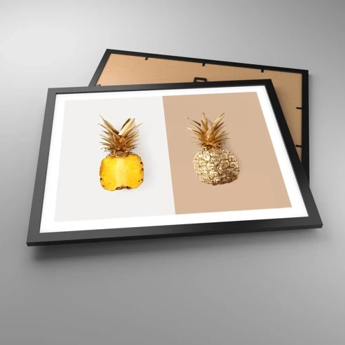 Póster en marco negro - Piña y media - 50x40 cm