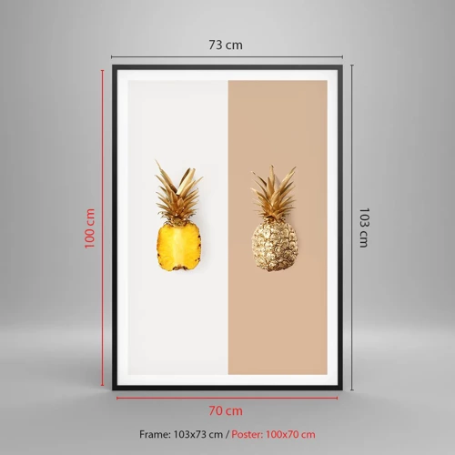 Póster en marco negro - Piña y media - 70x100 cm