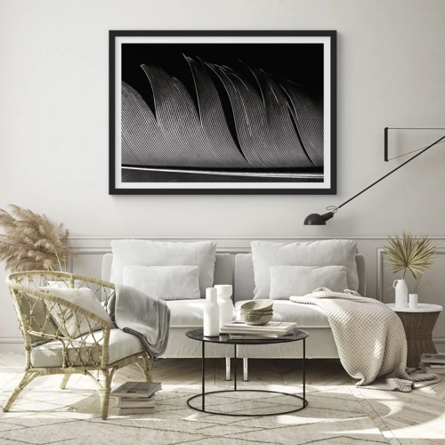 Póster en marco negro - Pluma - una construcción maravillosa - 70x50 cm