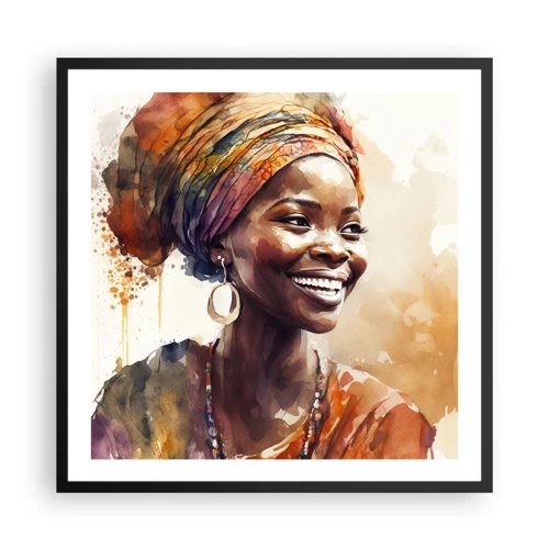 Póster en marco negro - Reina africana - 60x60 cm