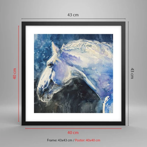 Póster en marco negro - Retrato en un resplandor azul - 40x40 cm