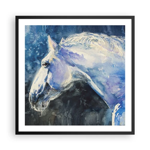 Póster en marco negro - Retrato en un resplandor azul - 60x60 cm
