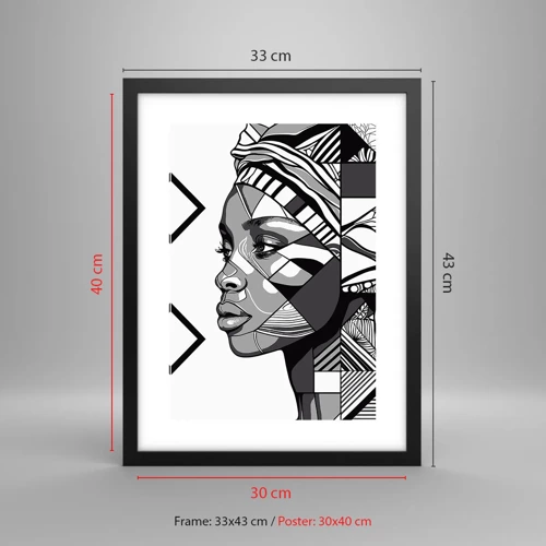 Póster en marco negro - Retrato étnico - 30x40 cm
