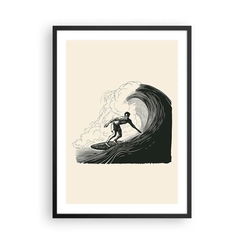 Póster en marco negro - Rey de la ola - 50x70 cm