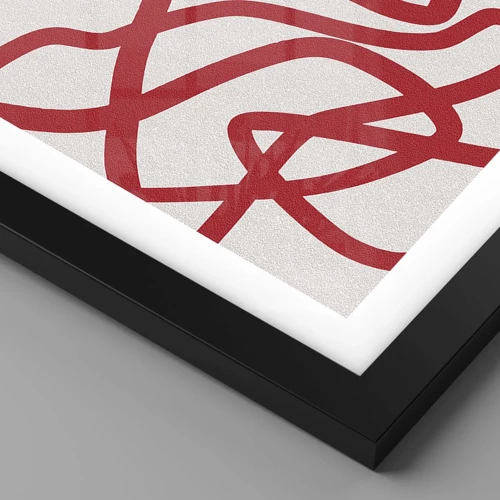Póster en marco negro - Rojo sobre blanco - 40x40 cm
